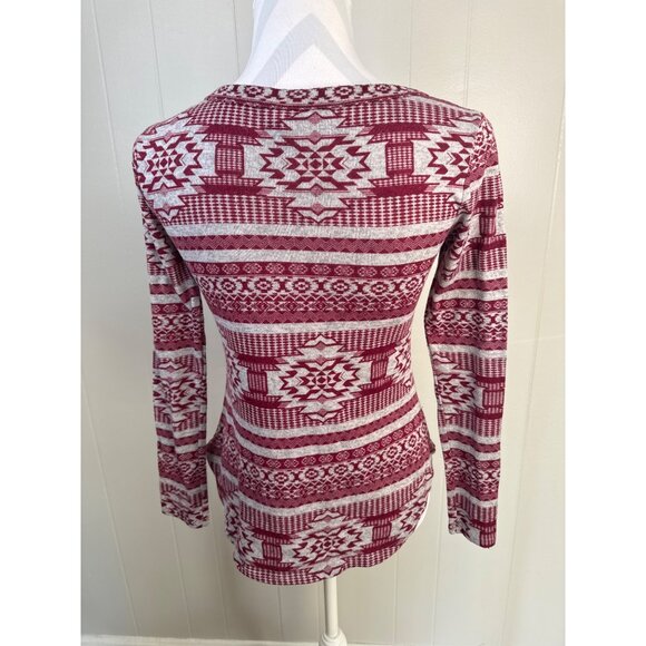 Rue21 Womens Red Patterned Long Sleeve Top M - Picture 3 of 5